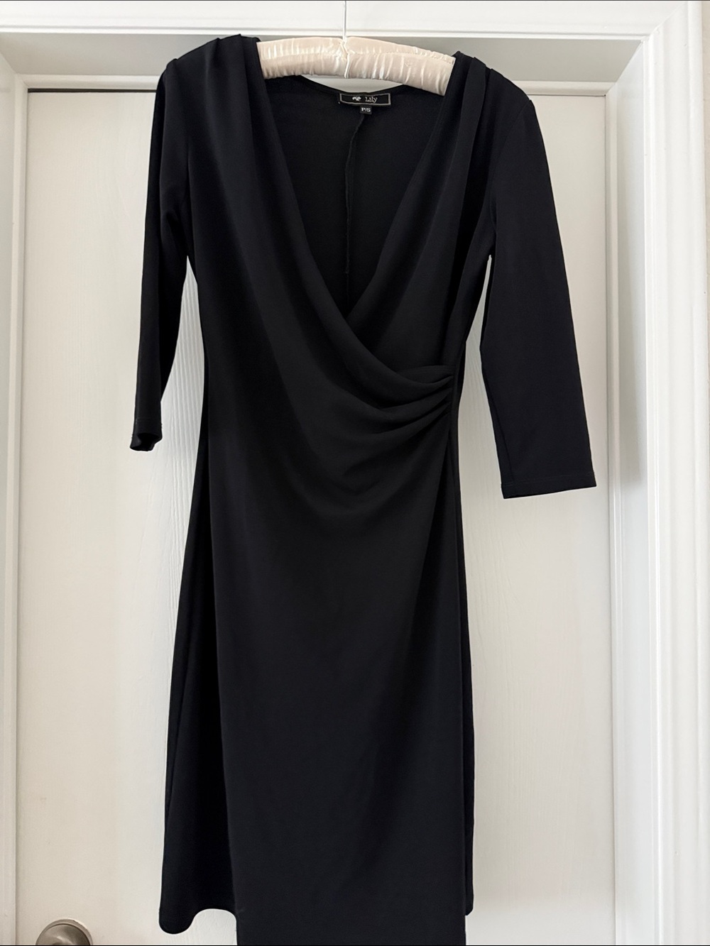 Lily Black Wrap-Style V-Neck Dress